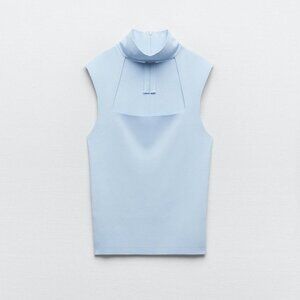 Zara Medium Light Blue & Nude Choker tops